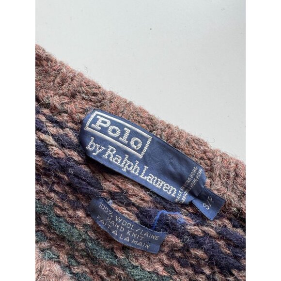 POLO RALPH LAUREN Brown Reindeer Deer Wool Hand Knit Crew Neck Sweater, Size S - Picture 9 of 10